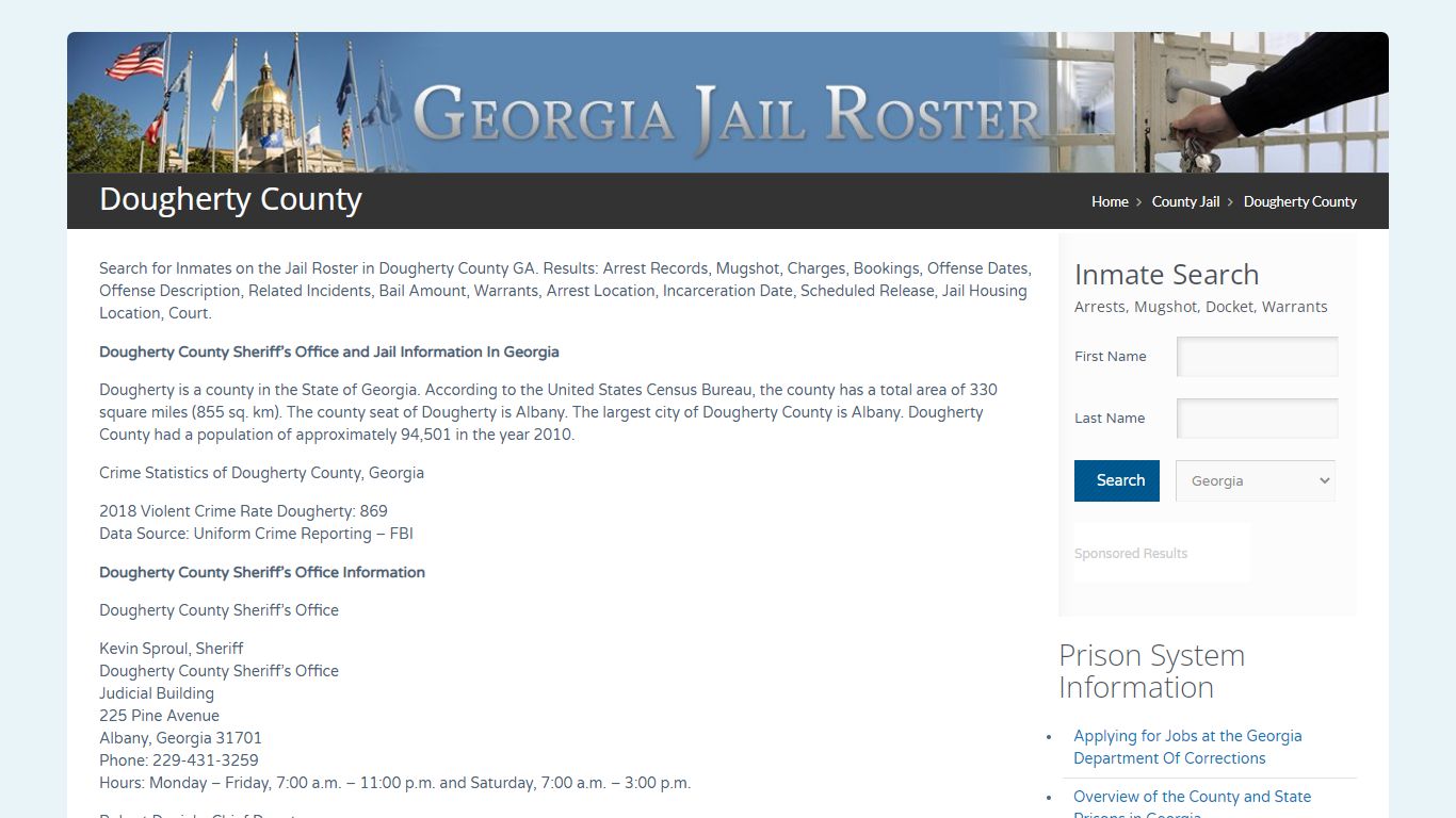 Dougherty County | Georgia Jail Inmate Search